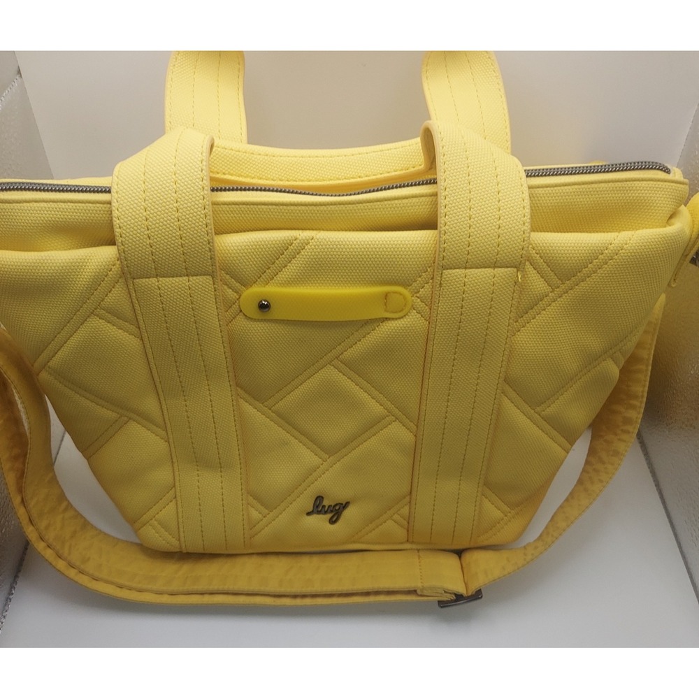 LUG Luxe VL Dory Yellow‎ Quilted Shoulder Bag Tote Handbag Purse Read
